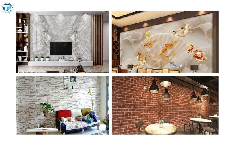 Tranh dán tường 3D phòng khách đẹp phong cảnh thiên nhiên